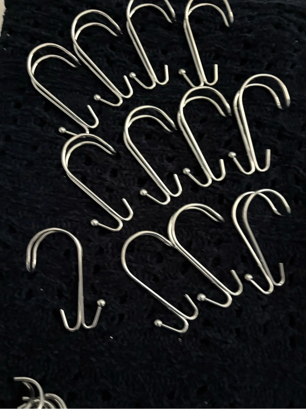 Set of 12 Stainless Steel Double-Prong Shower Curtain Hooks - Silver